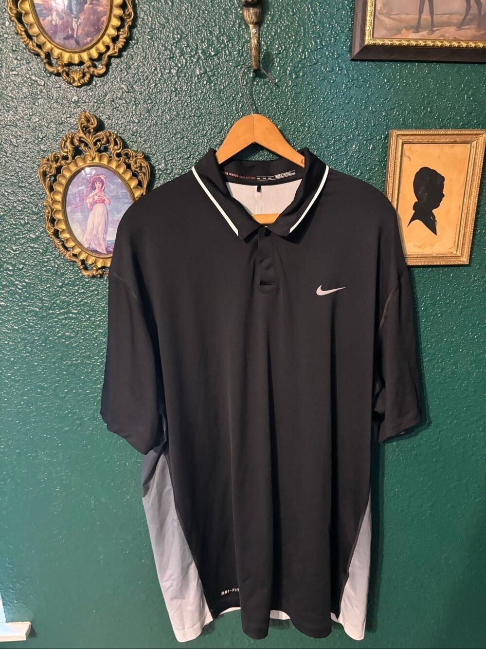 Nike Tiger Woods Polo Shirt Mens XXL Black Ombre Dri-FIT Golf Performance Stretc